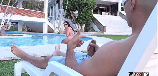  Axxxteca Brazilian slut Elisa Sanches gets her pussy and ass fucked by two mexican dicks and dildo and still wants more